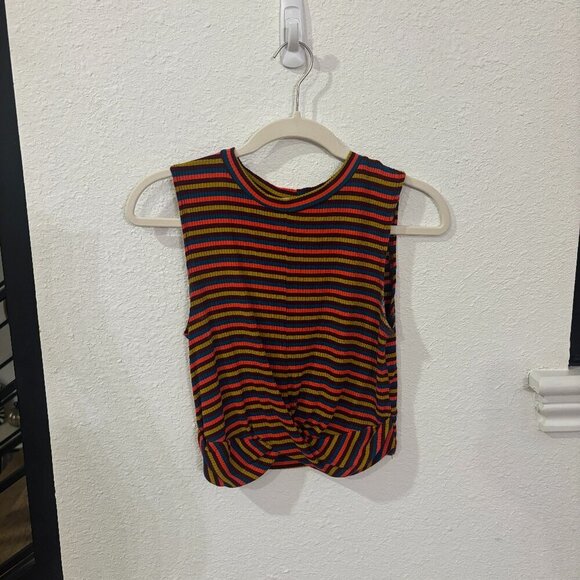 Sweet Rain Tops - Colorful Striped Sleeveless Crop Top